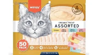WANPY Creamy Treat Assorted, Pui si Ton, punguta recompense pisici, (piure), 350g