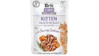 BRIT Care Fillets in Jelly Kitten, Somon, plic hrana umeda fara cereale pisici junior, (in aspic), 85g