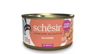 SCHESIR Complete Nutrition, Somon, conserva hrana umeda pisici, (in supa), 85g