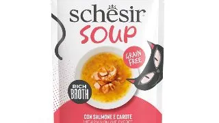 SCHESIR Complementary Soup, Somon si Morcov, plic hrana umeda fara cereale pisici, (in supa), 40g