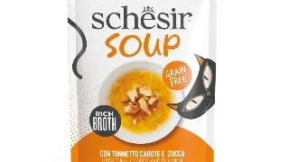 SCHESIR Complementary Soup, Ton si dovleac, plic hrana umeda fara cereale pisici, (in supa), 40g