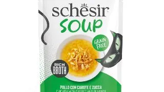 SCHESIR Complementary Soup, Pui si dovleac, plic hrana umeda fara cereale pisici, (in supa), 40g