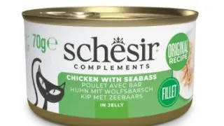 SCHESIR Complementary In Jelly, Pui si Biban, conserva hrana umeda pisici, (in aspic), 70g