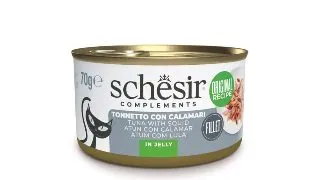 SCHESIR Complementary In Jelly, Ton si Calamar, conserva hrana umeda pisici, (in aspic), 70g