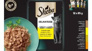 SHEBA Delikatesse Selectie Mixta, Rata, Pui, Pasare si Curcan, plic hrana umeda pisici, (in aspic), multipack, 85g x 12buc