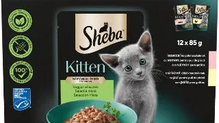 SHEBA Kitten Selectie Mixta, Somon si Pui, plic hrana umeda pisici junior, (in sos), multipack, 85g x 12buc