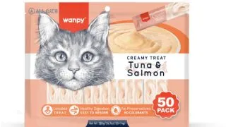 WANPY Creamy Treat, Ton si Somon, punguta recompense pisici, (piure), 700g