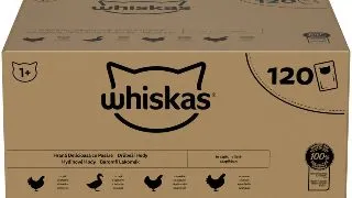 WHISKAS 1+ Poultry Feasts, Pasare, plic hrana umeda pisici, (in aspic), megapack, 85g x 120buc