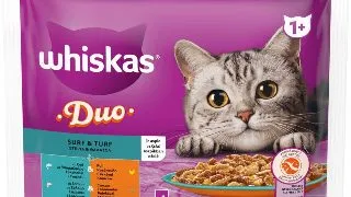 WHISKAS 1+ Duo Surf and Turf, Pasare si Peste, plic hrana umeda pisici, (in aspic), multipack, 85g x 4buc