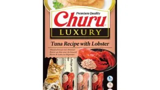INABA Churu Luxury, Ton si Homar, plic recompense fara cereale pisici, (piure), 56g
