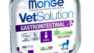 MONGE VETSOLUTION Gastrointestinal, Ficat si Porc, dieta veterinara, tavita hrana umeda fara cereale pisici, sistem digestiv, (pate), 100g