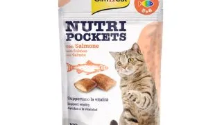 GIMCAT Nutri Pockets, Somon, punguta recompense pisici, 60g