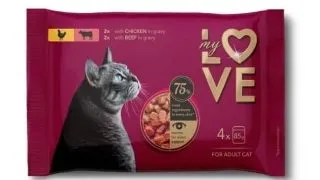 MY LOVE, Pui si Vita, plic hrana umeda pisici, (in sos), multipack, 85g x 4buc