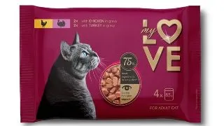 MY LOVE, Pui si Curcan, plic hrana umeda pisici, (in sos), multipack, 85g x 4buc