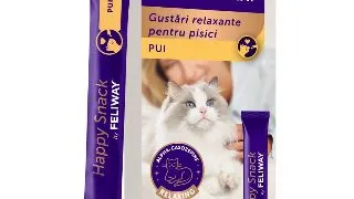 FELIWAY Happy Snack, Pui, plic recompense functionale pisici, sistem nervos & calmante, (topping), 15g x 6buc
