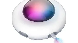 SHAW UFO electronic cu incarcare USB, jucarie interactiva pisici, inteligente, luminos, plastic, alb 15.6x9.2cm, 1buc