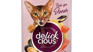 DELICKCIOUS Dinner, Somon si Midii, plic hrana umeda pisici, (in sos), bax, 85g x 12buc