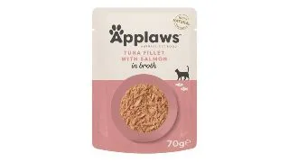 APPLAWS File, Ton si Somon, plic hrana umeda pisici, (in supa), 70g