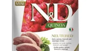 FARMINA N&amp;D Quinoa Hrana pentru caini sterilizati de talie mica, cu rata, broccoli si sparanghel  2,5 kg