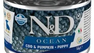 FARMINA N&amp;D Oceean Dog Puppy Codfish, pumpkin 140 g Hrana umeda catel, cu cod si dovleac