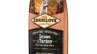 CARNILOVE Junior L-XL, Somon si Curcan, hrana uscata fara cereale caini junior, 12kg