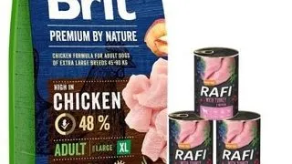 BRIT Premium By Nature Adult Extra Large XL 15 kg + hrana caini 6x400 g curcan