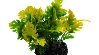 Resun Planta Plastic Big Leaf Green/Yellow 10 cm